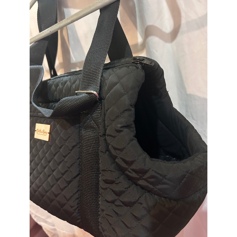 Muffin & Berry Quilted Black Pet Carrier Tote Bag With Top Opening - Picture 4 of 8